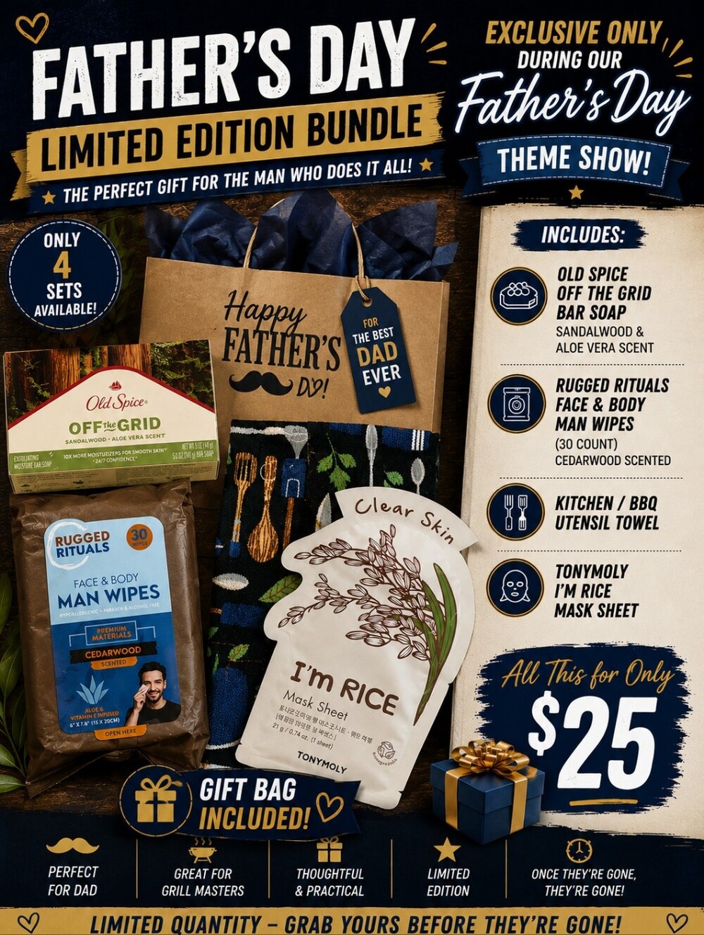 FATHERS DAY (5 PC) BUNDLE HOME & GROOMING + GIFT BAG